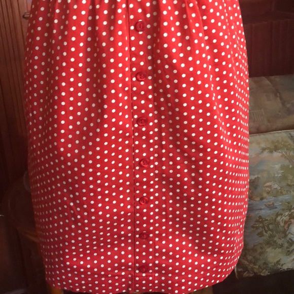 Red and White Polka-dot Strapless Dress - Picture 4 of 8